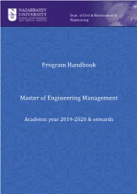 Program Handbook Master of Engineering Management