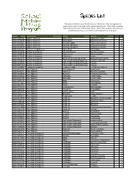 Species List