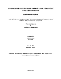 A Computational Study of a Lithium Deuteride Fueled Electrothermal Plasma Mass Accelerator