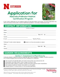 Application for Nebraska Pollinator Habitat