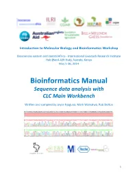 Bioinformatics Manual Sequence Data Analysis with CLC Main Workbench