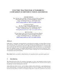 Electric Traction for Automobiles – Comparison of Different Wheel-Hub Drives