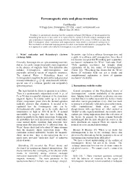 Ferromagnetic State and Phase Transitions