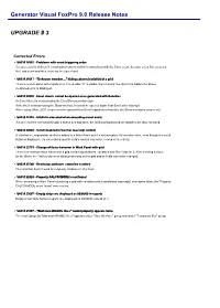 Generator Visual Foxpro 9.0 Release Notes UPGRADE