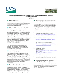GIS) Software for Image Viewing INFORMATION SHEET April 2012