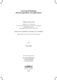 Learning Embeddings: Efficient Algorithms and Applications