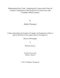 Maintaining Party Unity: Analyzing the Conservative Party of Canada's