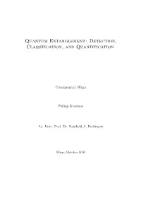 Quantum Entanglement: Detection, Classification, and Quantification