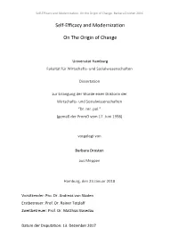 Self-‐Efficacy and Modernization on the Origin of Chang