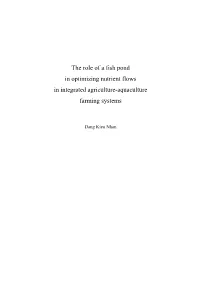 The Role of a Fish Pond in Optimizing Nutrient Flows in Integrated Agriculture-Aquaculture Farming Systems