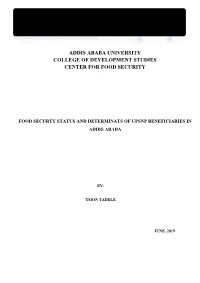 Addis Ababa University College of Development Studies Center for Food Security