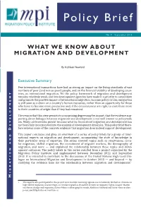 What We Know About Migration and Development