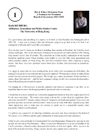 Bio & Policy Statement from a Nominee for President Board Of