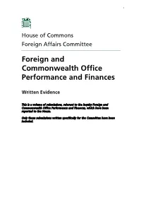 Foreign and Commonwealth Office Performance and Finances