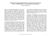 Rediscovering Milwaukee's Historic Breweries Part I: Milwaukee's Downtown Breweries Kevin M Cullen