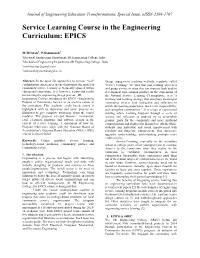 Service Learning Course in the Engineering Curriculum: EPICS