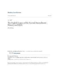 The English Legacy of the Second Amendment - History and Myth