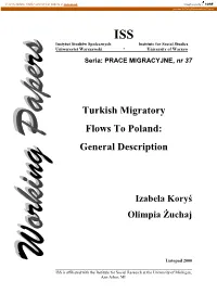 Turkish Migratory Flows to Poland: General Description