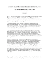 A Summary of Papers on Fieldexperiments.Com