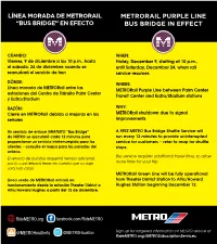 Metrorail Purple Line Bus Bridge in Effect
