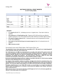 ON TRACK for FULL-YEAR TARGETS Q1 2019 Trading Update