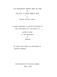 The Relationship Between Theme and Form in the Plays of George Bernard Shaw