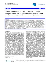 Transactivation of Pdgfrb by Dopamine D4 Receptor Does Not