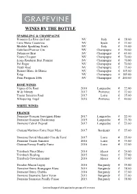 Wine by the Bottle List