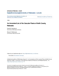 An Annotated List of the Vascular Plants of Keith County, Nebraska