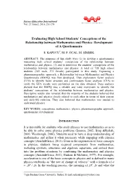Evaluating High School Students' Conceptions of The