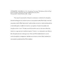 The Rationale Behind High School Teachers' Discipline