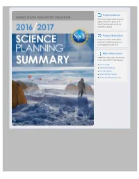 2016-2017 Science Planning Summaries