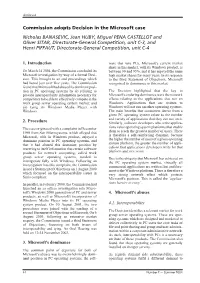 Commission Adopts Decision in the Microsoft Case
