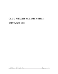 Craig Wireless Mcs Application September 1999