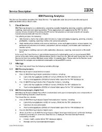 IBM Planning Analytics This Service Description Describes the Cloud Service