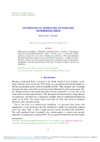 Mathematical Modelling of Wairakei Geothermal Field