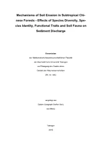 Mechanisms of Soil Erosion in Subtropical Chi-Nese Forests