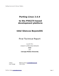 Porting Linux 2.6.9 to the PXA270 Based Development Platform Intel