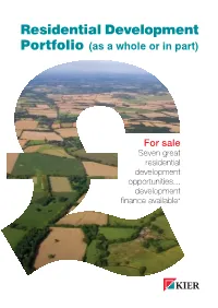 Residential Development Portfolio (As a Whole Or in Part)