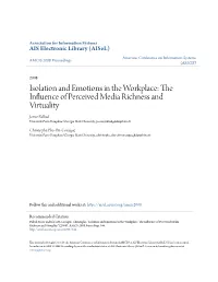 Isolation and Emotions in the Workplace: the Influence Of