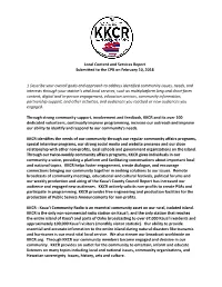 Local Content and Services Report Submitted to the CPB on February 10, 2018 1 Describe Your Overall Goals and Approach to Addres