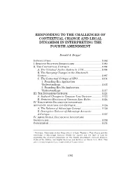 Responding to the Challenges of Contextual Change and Legal Dynamism in Interpreting the Fourth Amendment