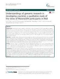 Understandings of Genomic Research in Developing