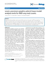 Voom: Precision Weights Unlock Linear Model Analysis Tools for RNA-Seq Read Counts Charity W Law1,2,Yunshunchen1,2,Weishi1,3 and Gordon K Smyth1,4*