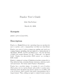 Pandoc User's Guide