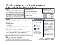 Principles of Knowledge Organization: Analysis and Structures in the Networked Environment