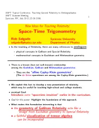 Spacetime Trigonometry DRAFT Version: 7/21/2006 1