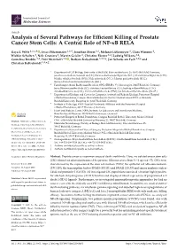 Analysis of Several Pathways for Efficient Killing of Prostate Cancer