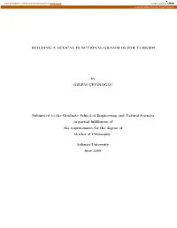 BUILDING a LEXICAL FUNCTIONAL GRAMMAR for TURKISH By