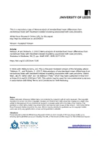 Meta-Analysis of Standardised Mean Differences from Randomised Trials with Treatment-Related Clustering Associated with Care Providers